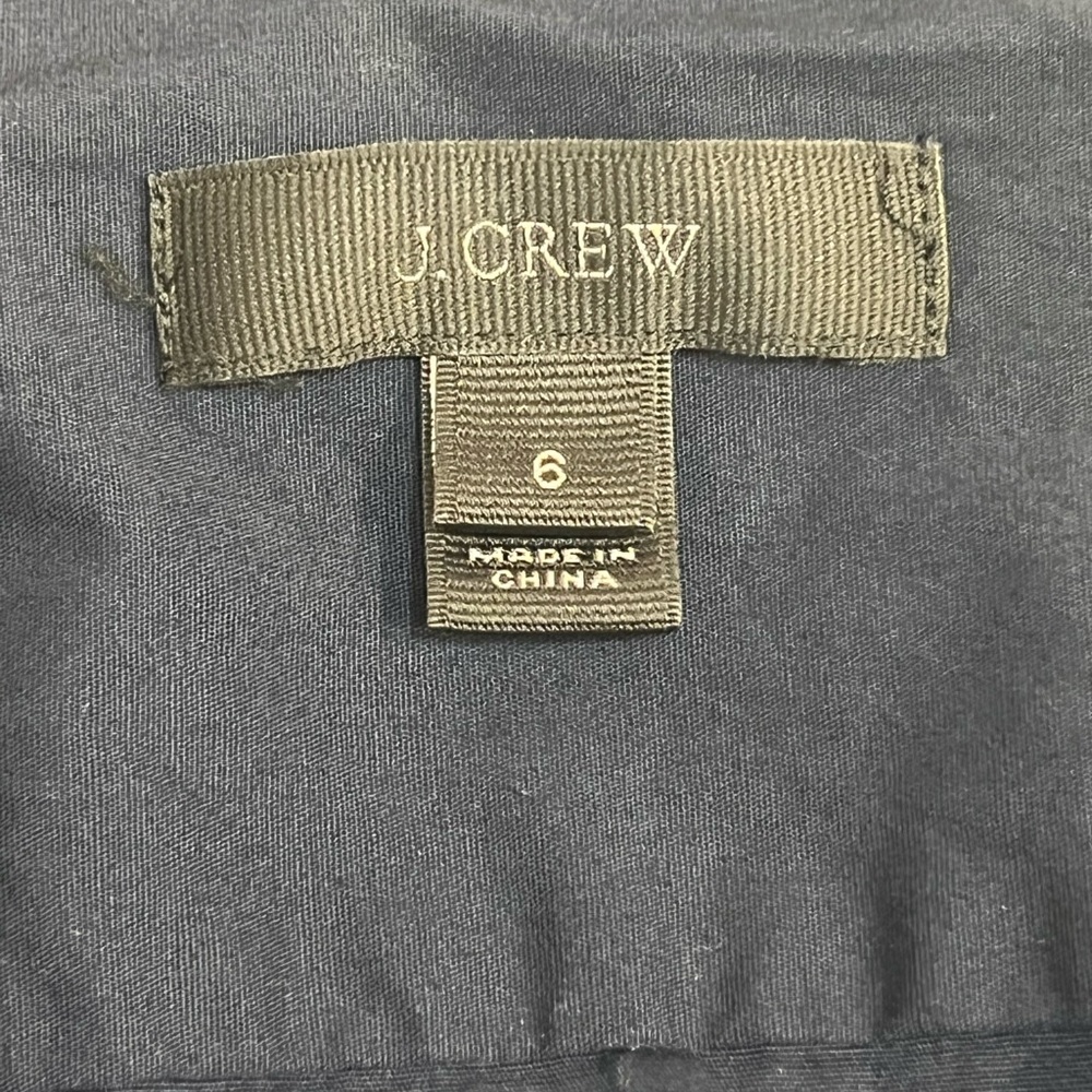 J.Crew Navy Button-Front Bodysuit Size 6 Band Collar Mixed Media Stretch Bottom - Picture 8 of 11